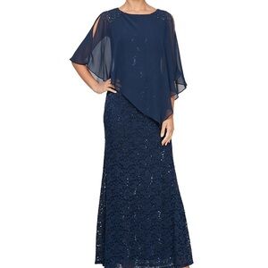 SLNY Asymmetrical Navy Dress